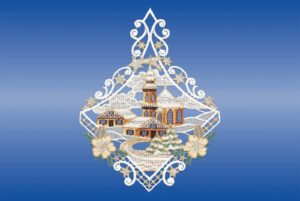 Plauener Spitze Fensterbild Weihnachten Kirche aus Plauener Spitze