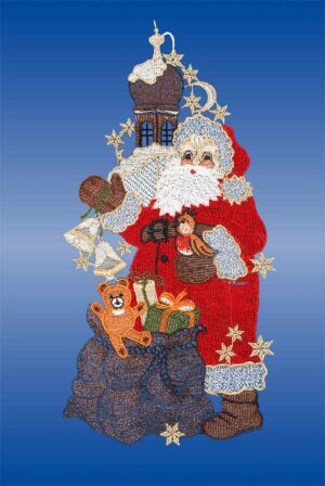 Plauener Spitze Fensterbild Santa Claus