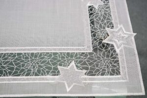 Plauener Spitze Tischläufer zu Weihnachten 40x90 cm silber