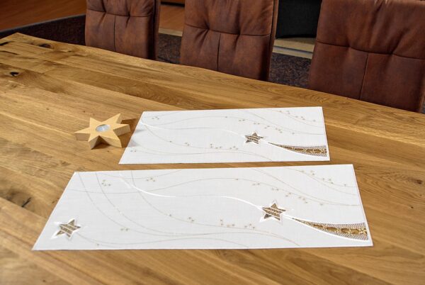 Weihnachtstischdecken und Tischläufer modern ecru aus Plauener Spitze