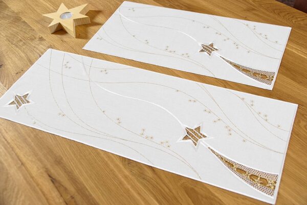 Weihnachtstischdecken und Tischläufer modern ecru aus Plauener Spitze