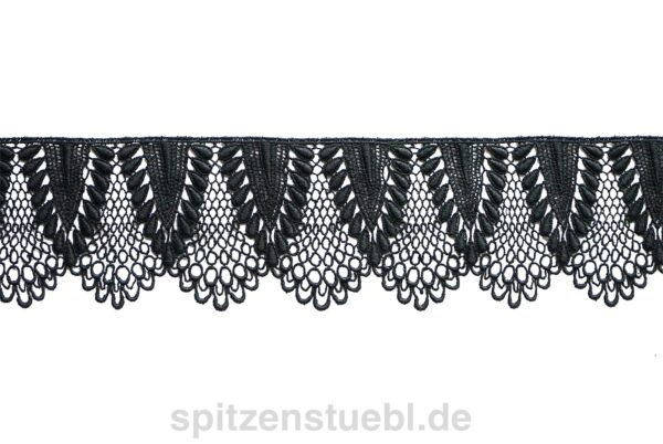 spitzenborte meterware baumwolle schwarz 7 cm